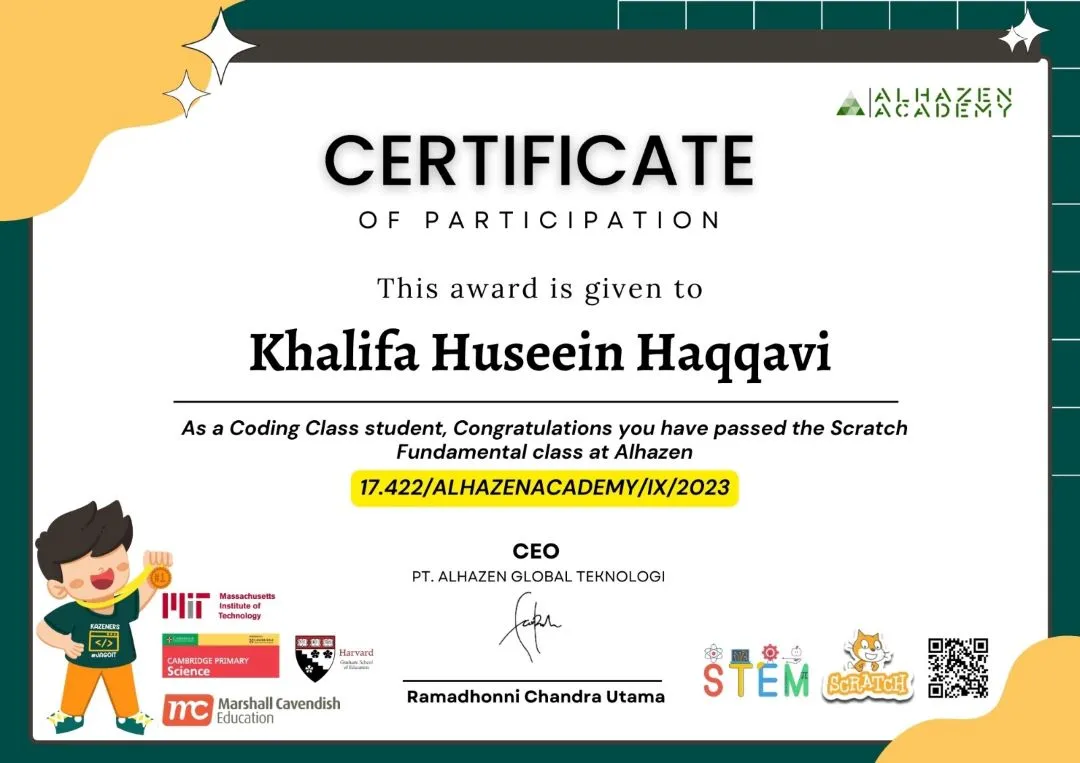 Contoh Sertifikat Kelulusan Alhazen Academy