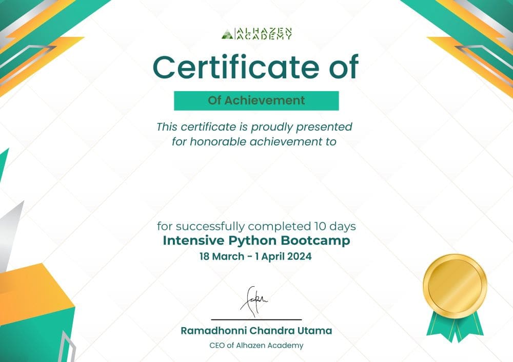 Sertifikat Python Intensive Bootcamp