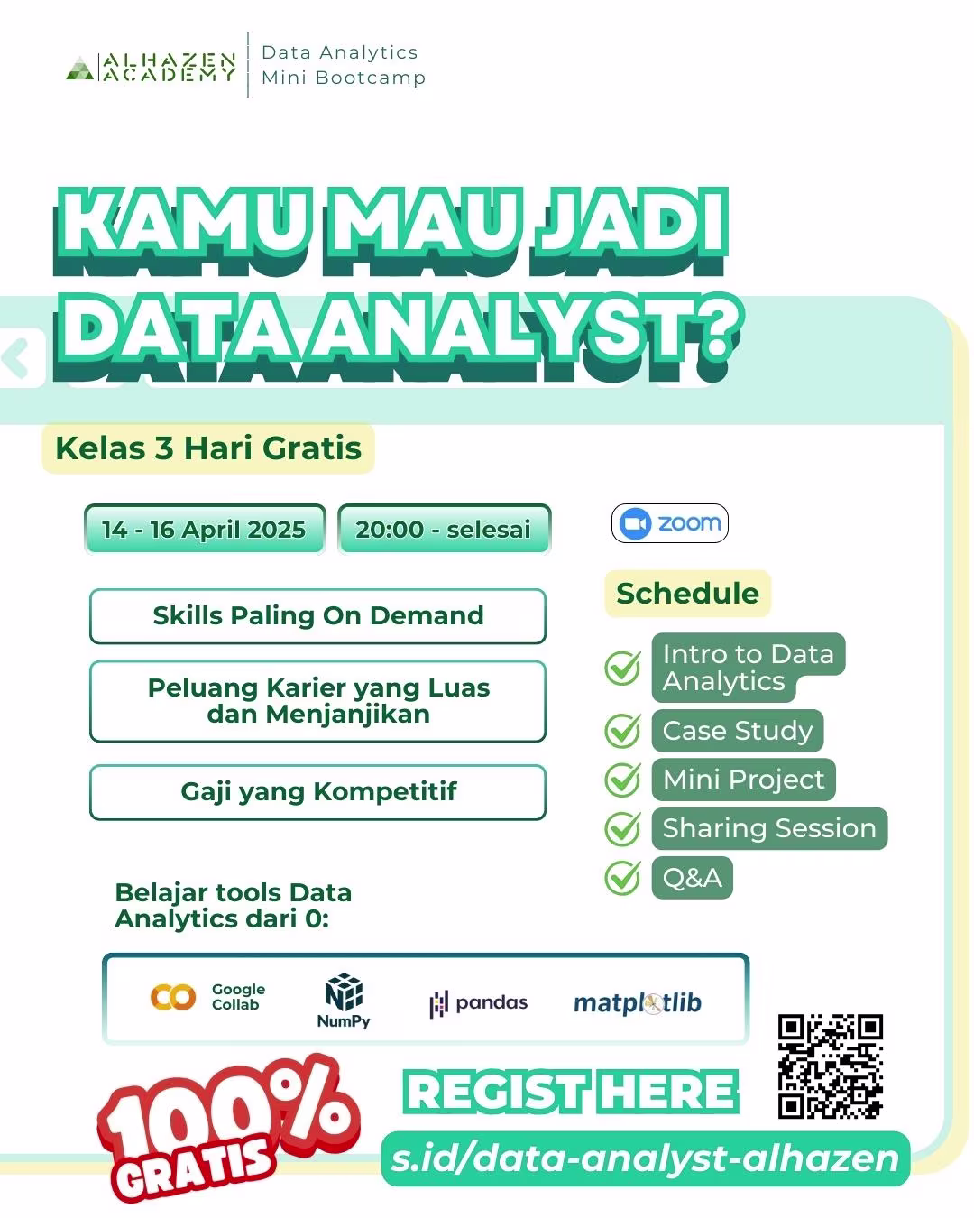 Kelas gratis data analytics mini bootcamp batch 1